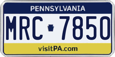 PA license plate MRC7850