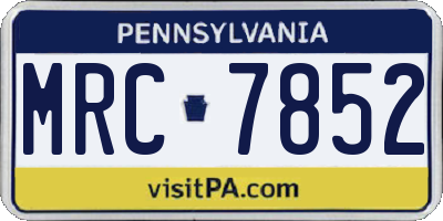 PA license plate MRC7852