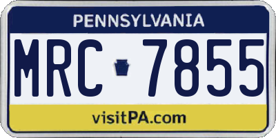 PA license plate MRC7855
