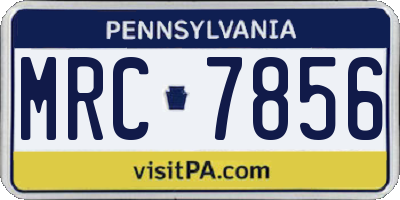 PA license plate MRC7856