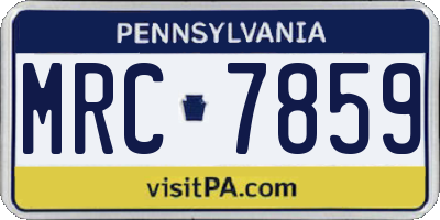 PA license plate MRC7859