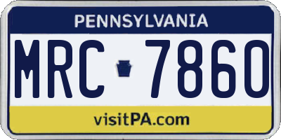 PA license plate MRC7860