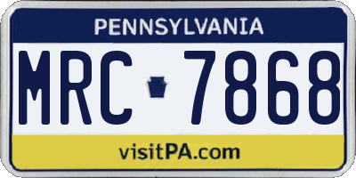 PA license plate MRC7868