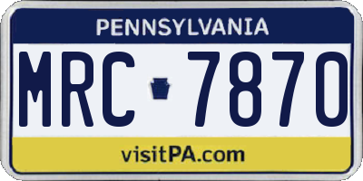 PA license plate MRC7870