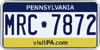 PA license plate MRC7872