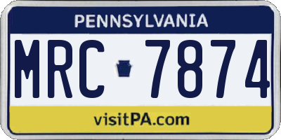 PA license plate MRC7874