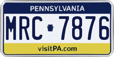 PA license plate MRC7876