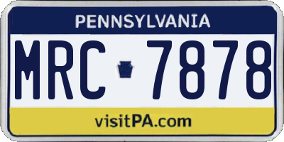 PA license plate MRC7878
