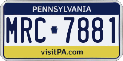 PA license plate MRC7881