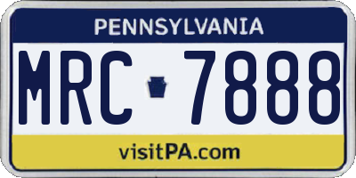 PA license plate MRC7888