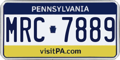PA license plate MRC7889