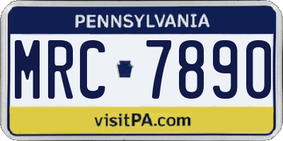 PA license plate MRC7890