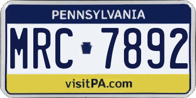 PA license plate MRC7892