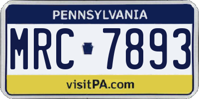 PA license plate MRC7893