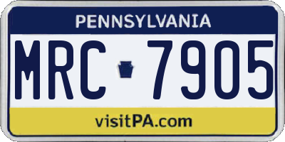 PA license plate MRC7905