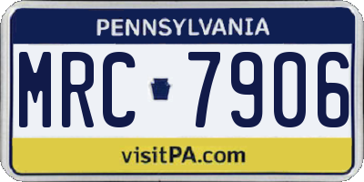 PA license plate MRC7906