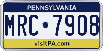 PA license plate MRC7908