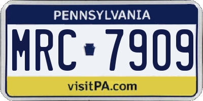 PA license plate MRC7909
