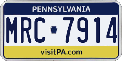 PA license plate MRC7914