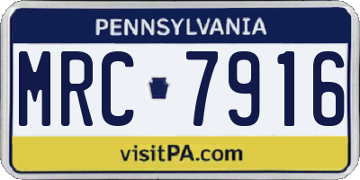 PA license plate MRC7916