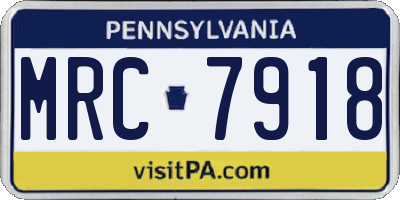 PA license plate MRC7918