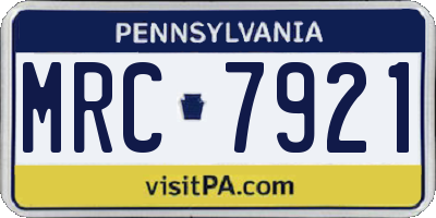 PA license plate MRC7921