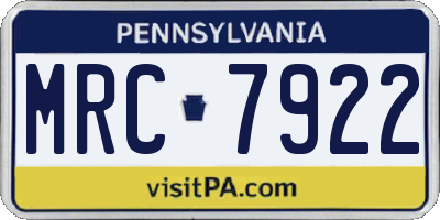 PA license plate MRC7922