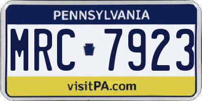 PA license plate MRC7923