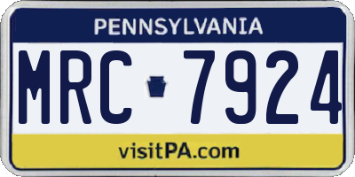 PA license plate MRC7924