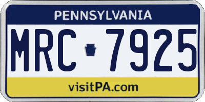 PA license plate MRC7925