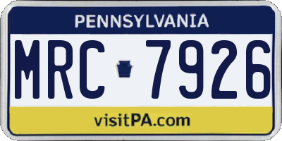 PA license plate MRC7926