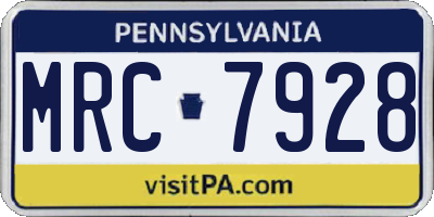 PA license plate MRC7928