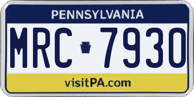 PA license plate MRC7930