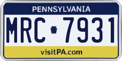 PA license plate MRC7931