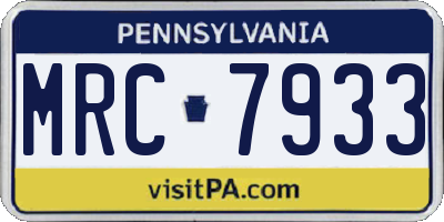 PA license plate MRC7933