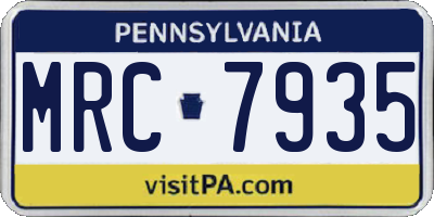 PA license plate MRC7935