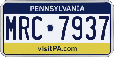 PA license plate MRC7937