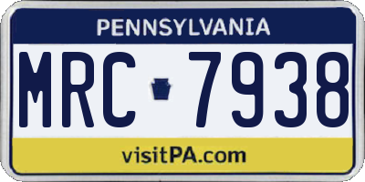 PA license plate MRC7938