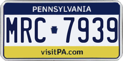 PA license plate MRC7939