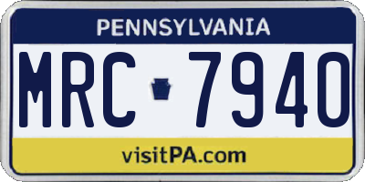 PA license plate MRC7940