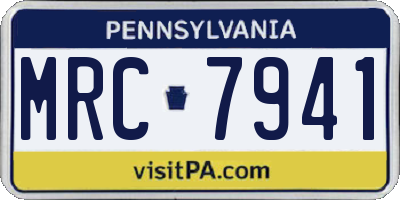 PA license plate MRC7941