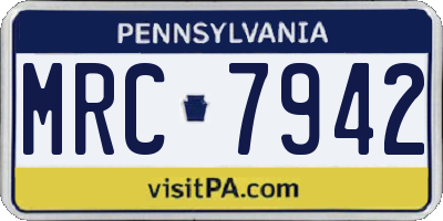 PA license plate MRC7942