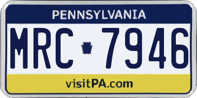 PA license plate MRC7946