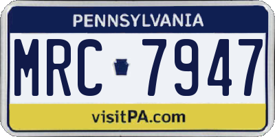 PA license plate MRC7947