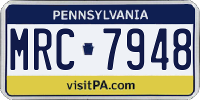 PA license plate MRC7948
