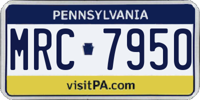 PA license plate MRC7950