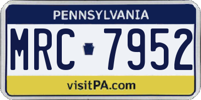 PA license plate MRC7952