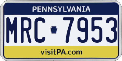 PA license plate MRC7953