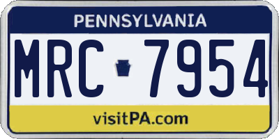 PA license plate MRC7954