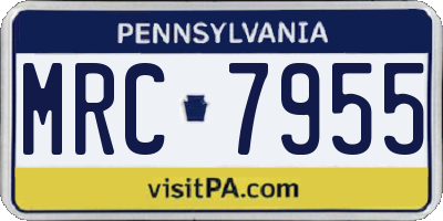 PA license plate MRC7955